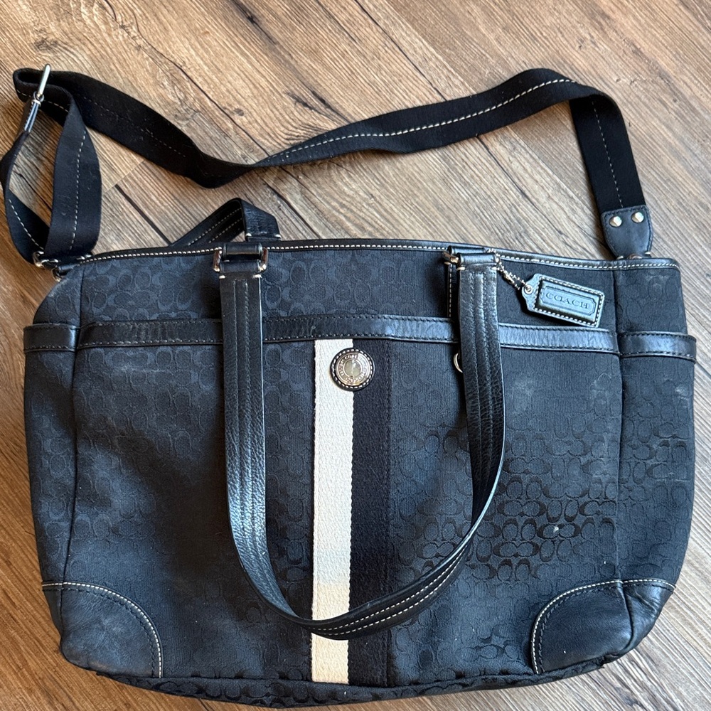 Coach Black and Cream Messenger Bag